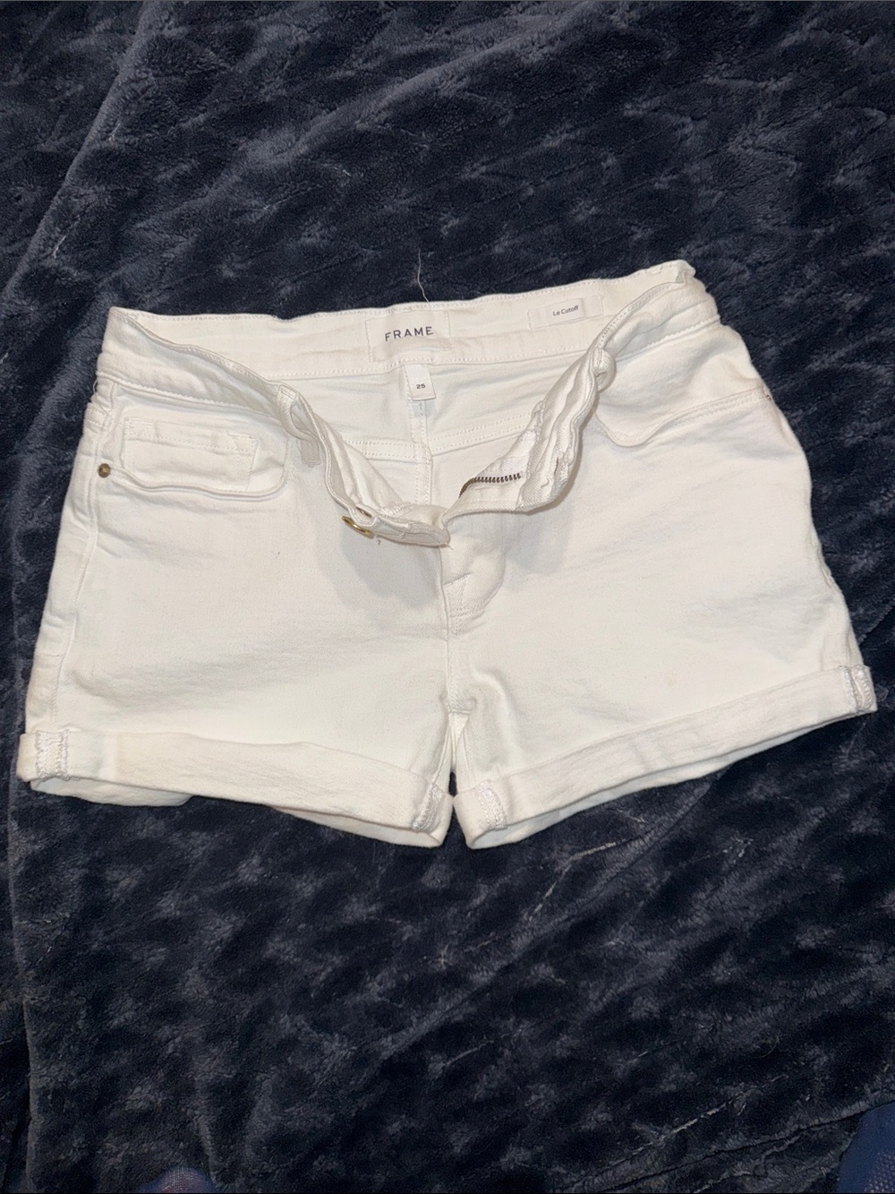 Frame Denim White Rolled-Hem Jean Shorts